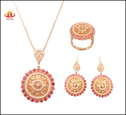Conjunto clásico de joyas de plata 925 con colgante de piedra AAA Cz