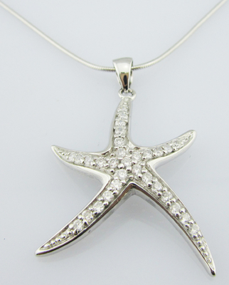 Patrick Star Colgante Cubico Zircón Plata CZ Patrick Star Colgante con cuentas Collar
