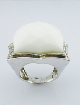925 Anillos de plata de plata esterlina de forma irregular de ágata blanca para mujeres Anillos de plata esterlina con piedras