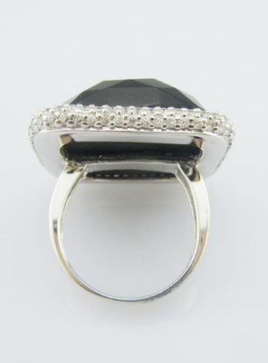 Anillos de plata de 925 dólares con piedras preciosas de ágata negra Anillos de piedra preciosa de plata Anillo de amor de plata