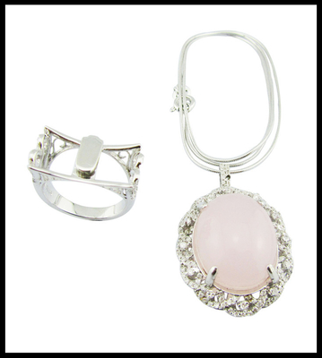 Anillos de cuarzo de rosa de plata 925 hechos artesanalmente con 5 ~ 8 g de peso de plata Anillo de doble uso Anillo de flor de plata esterlina Único