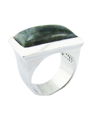 925 Anillos de plata redonda de piedra preciosa con jade verde Anillo de compromiso de plata de esterlinas Anillos de plata de esterlinas grandes