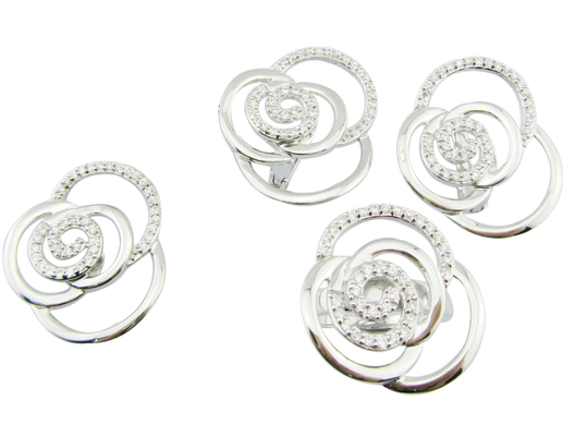 Plata 925 Revestida con Rodo Con 7 Anillos