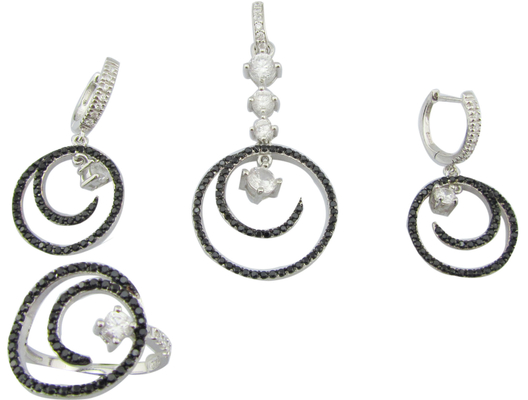 Plata 925 Revestida con Rodo Con 7 Anillos