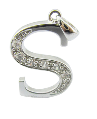 S925 personalizado 18K colgante dorado blanco con letra S del alfabeto plata Cz colgante colgante alfabético vacaciones de verano