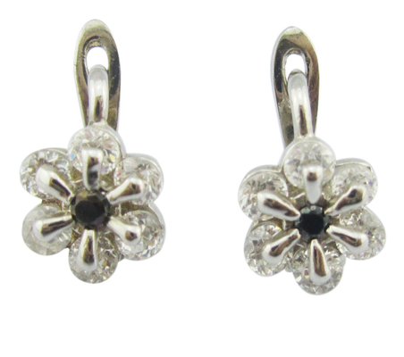 Cz Piedra Tamaño 1.0-1.25mm Libre de níquel Zirconia cúbica 925 de plata Aretes con diseño de flores Aretes de plata esterlina rosa