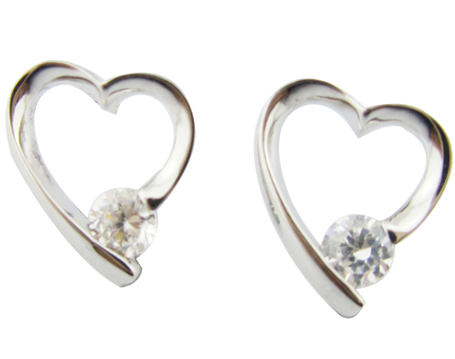 Los pendientes de corazón son de plata 925 CZ Pequeños de piedra Cz 1.0-1.25mm Perfecto para cualquier ocasión