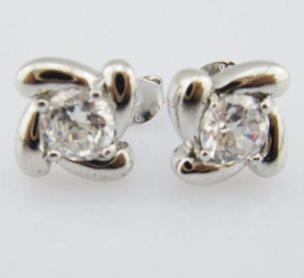 Swirl Plata Piedra blanca Color 925 Sterling Los aretes Cúbicos Zirconia Pequeño Swirl los aretes de plata de postura el arete puro
