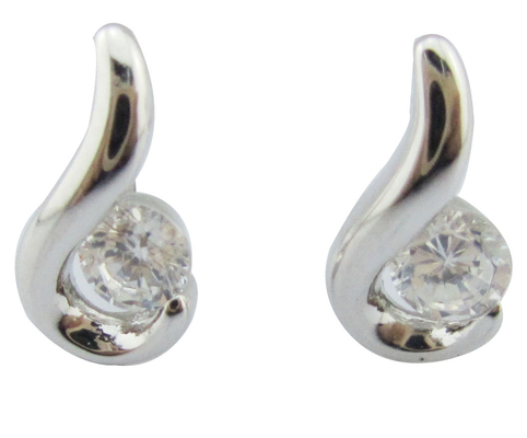 Swirl Plata Piedra blanca Color 925 Sterling Los aretes Cúbicos Zirconia Pequeño Swirl los aretes de plata de postura el arete puro