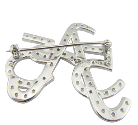 Limpia e intrincada 925 plata broche de alfiler con CZ Sterling plata broche su bolso broche de diseño