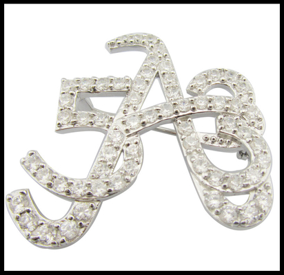 Intricado clásico 925 plata CZ broche redonda para aniversario reunión de negocios Cz broche hermosa caja de regalo