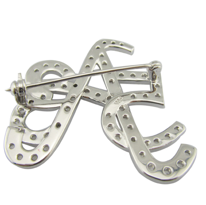 Intricado clásico 925 plata CZ broche redonda para aniversario reunión de negocios Cz broche hermosa caja de regalo