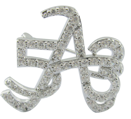Intricado clásico 925 plata CZ broche redonda para aniversario reunión de negocios Cz broche hermosa caja de regalo