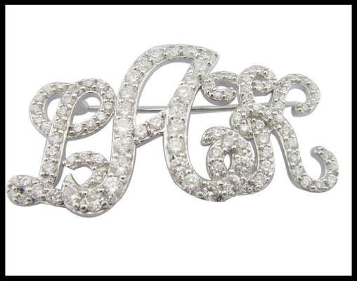 Broche de plata 925 CZ con intrincados grabados Para ocasiones formales Alguien especial Broche de plata esterlina