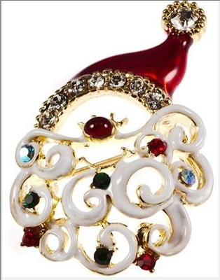 Broche de Navidad CZ / 925 de plata redonda de forma roja CZ broche de alfiler para regalos de aniversario Feliz Navidad