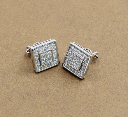 AAA CZ Solitaire Stud Los aretes en plata esterlina para joyería