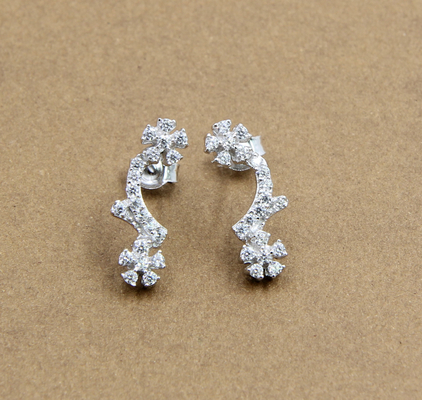 925 Plata Esterlina Cubicos Zirconia Pantalones Cables Pantalón Forma de flor Plata Esterlina Pantalones de flores CZ Mariposa