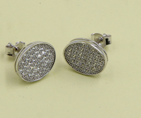 2-5g Óvalo 925 Plata Cubico Zirconia Stud Ahorros para Joyería Fabricación de cubo de zirconia Stud Ahorros de plata esterlina