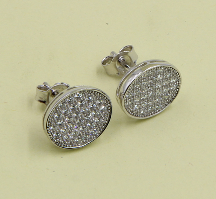 2-5g Óvalo 925 Plata Cubico Zirconia Stud Ahorros para Joyería Fabricación de cubo de zirconia Stud Ahorros de plata esterlina