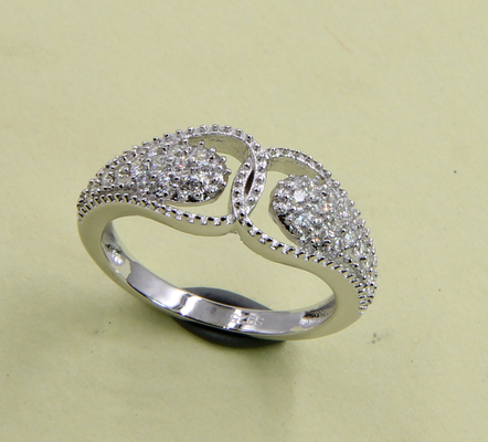 925 bandas de plata esterlina con zirconia cúbica piedras preciosas en el corazón y formas ovaladas anillos de zirconia cúbica de plata esterlina
