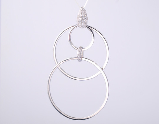Círculos redondos Forma Colección geométrica colgante con piedras CZ 925 joyas de plata esterlina accesorios colgante de plata esterlina colgante de plata cz geometría