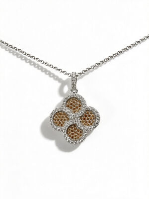 2026 Verano caliente 925 colgante de plata CZ con melocotón rosa blanco AAA CZ piedras de suerte colgante en forma de flor joyería de rodio recubierto para la prosperidad joyería de longevidad