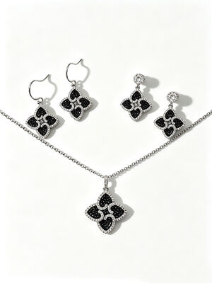 AAA Cubico Zirconia en forma de lágrima Rodio Revestido de Plata 925 Joyería Conjunto para bodas y regalos