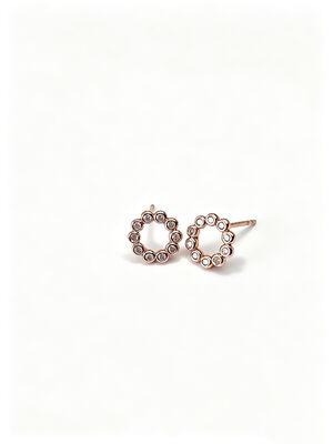 925 Silver Rose Gold CZ Circle Round Shape Earrings delicate and sparkling cubic zirconia stones set in sterling silver ideal for daily wear and special occasions