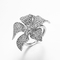 Doble-flor de los anillos de Sterling Silver CZ del anillo de compromiso 925 de la flor