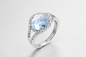 3.8g Sapphire Stone Silver Ring Band azul AAA CZ para mujer