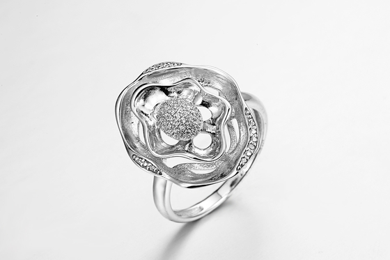 “Flor doble del amor” 925 anillos Pinky Promise Ring de Sterling Silver CZ