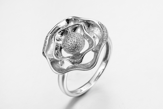 “Flor doble del amor” 925 anillos Pinky Promise Ring de Sterling Silver CZ