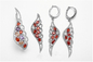 CZ blanca Ruby Dangle Earrings Sterling Silver rojo Wing Shaped