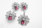 Web de araña de los cristales Swarovski 4.85g de Ruby 925 Sterling Silver Stud Earrings With