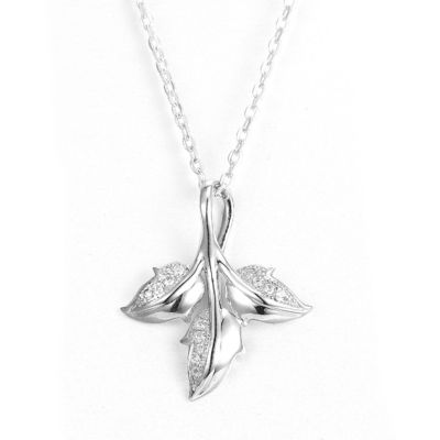 Collar de 925 de plata esterlina con forma de hoja de colgante PVD con chapa de colgante de Tiffany