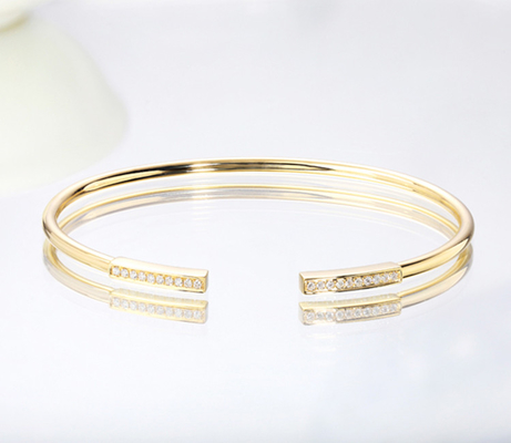 sistema abierto del brazalete del círculo de Diamond Bangle 4.0g del oro de 0.12ct 18K