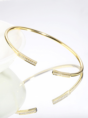 sistema abierto del brazalete del círculo de Diamond Bangle 4.0g del oro de 0.12ct 18K