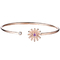 brazalete sólido de la piedra preciosa del diámetro de Diamond Bangle 0.24ct 13m m del rosa 18K con la flor
