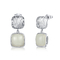 925 jade blanco en forma de pera tallado de Sterling Silver Gemstone Earrings 5.63g