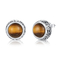 El rodio formado redondo de Tiger Eye Stone Stud Earrings plateó la plata 925 para el regalo