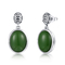 jade del verde del óvalo de 1.54g 925 Sterling Silver Gemstone Earrings 9x10m m