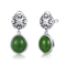 Jade del verde del óvalo de diciembre Birthstone 925 Sterling Silver Gemstone Earrings 10x13m m
