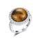 925 Sterling Silver Gemstone Bracelet Rhodium platearon a Tiger Eye Stone Bracelet