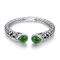 Cabochon 925 Sterling Silver Gems Bangles 12x14m m Jade Stone verde oval