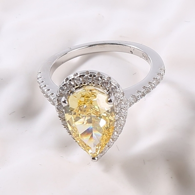 Anillos de plata Sterling Silver Diamond Ring del corte 2.6g 925 en forma de pera radiantees CZ