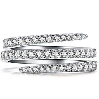 925 anillos de plata Cz de forma redonda, anillo de compromiso de diamantes de boda de circonia