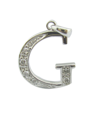 G letra 1.25mm/1.5mm piedras 925 plata CZ colgante asequible y elegante colgante de plata esterlina diamante alfabeto