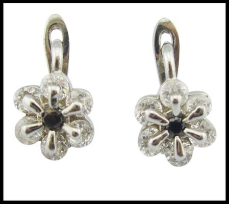 Cz Piedra Tamaño 1.0-1.25mm Libre de níquel Zirconia cúbica 925 de plata Aretes con diseño de flores Aretes de plata esterlina rosa