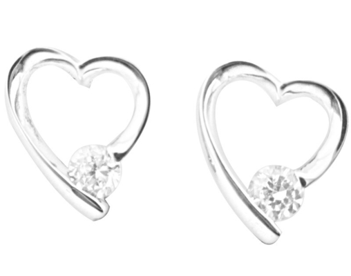 Los pendientes de corazón son de plata 925 CZ Pequeños de piedra Cz 1.0-1.25mm Perfecto para cualquier ocasión