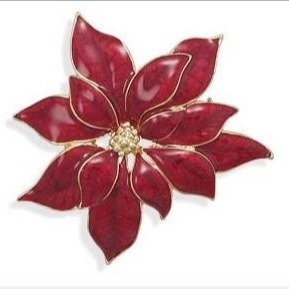 Broche de Navidad CZ / 925 de plata redonda de forma roja CZ broche de alfiler para regalos de aniversario Feliz Navidad